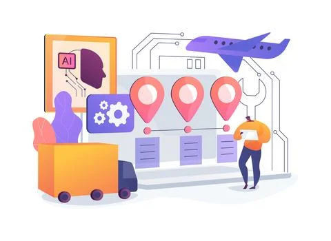 Predictive Maintenance Solutions with AI abstract concept vector illustration. Stock Illustration