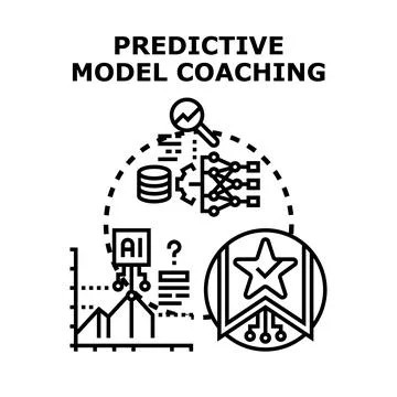 Predictive model coaching illustrating data analysis and ai optimization Stock Illustration