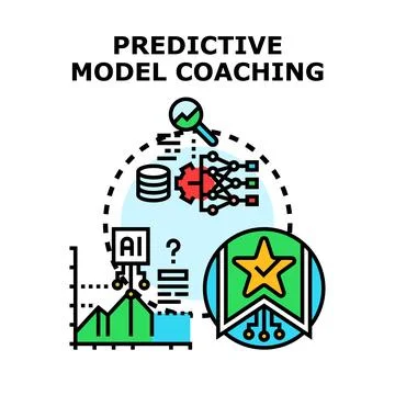 Predictive model coaching illustrating data analysis and ai optimization Stock Illustration