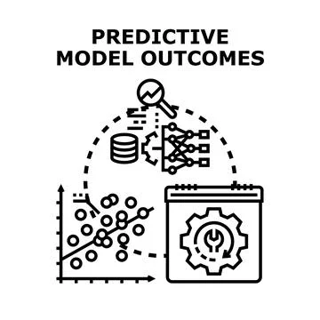 Predictive model outcomes data visualization analysis Illustrazione stock