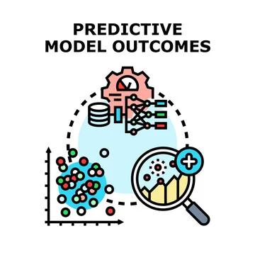 Predictive model outcomes generating data analysis concepts Stock Illustration
