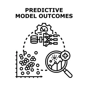 Predictive model outcomes generating data analysis concepts Stock Illustration