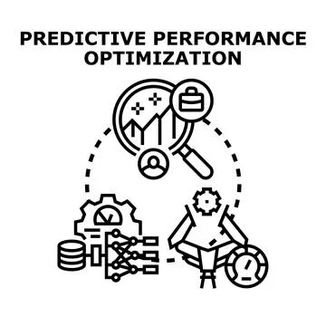 Predictive performance optimization analyzing data and strategy Stock Illustration