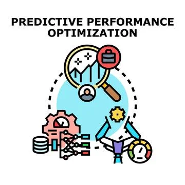 Predictive performance optimization analyzing data and strategy Stock Illustration