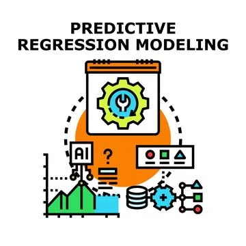 Predictive regression modeling data analysis concept Stock Illustration