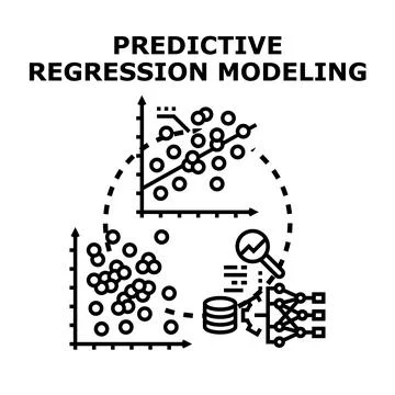 Predictive regression modeling data analysis and machine learning concepts Ilustração Stock