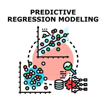 Predictive regression modeling data analysis and machine learning concepts イラスト素材