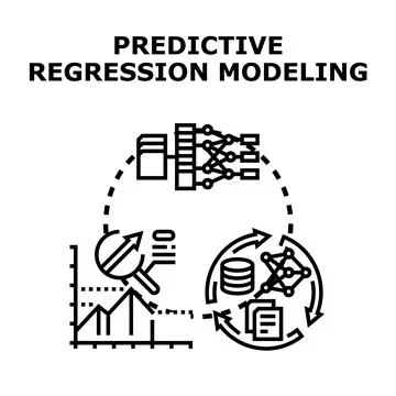 Predictive regression modeling performing data analysis and forecasting Stock Illustration