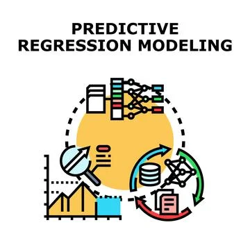 Predictive regression modeling performing data analysis and forecasting Stock Illustration