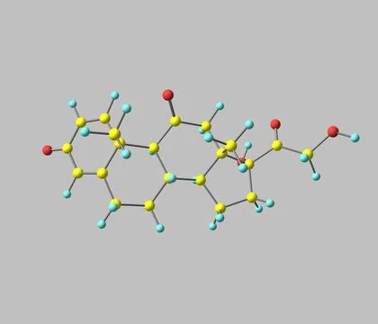 Prednisone molecule isolated on grey Stock Illustration