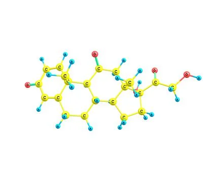 Prednisone molecule isolated on white Stock Illustration