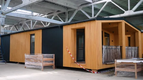 Prefabricated mobile modular container house in factory Stock Footage 277777144