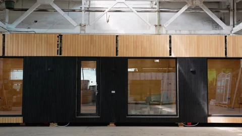Prefabricated mobile modular container house in factory Stock Footage 277777618