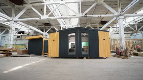 Prefabricated mobile modular container house in factory Stock Footage 277778935