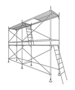 Prefabricated scaffolding. Vector Ilustración de archivo