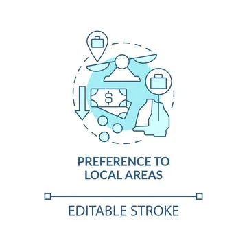 Preference to local areas blue concept icon Ilustración de archivo