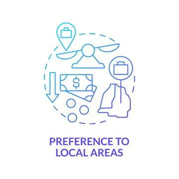 Preference to local areas blue gradient concept icon Stock Illustration