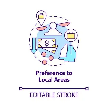 Preference to local areas concept icon Stock Illustration