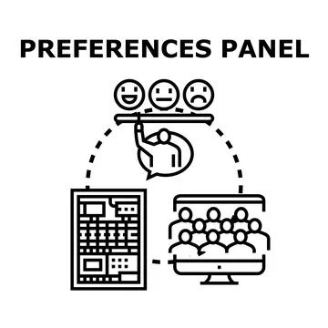 Preferences panel evaluating user feedback and data 库存插图