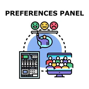 Preferences panel evaluating user feedback and data Stock Illustration