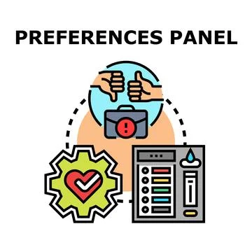 Preferences panel managing user settings customization Stock Illustration