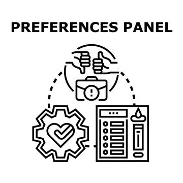 Preferences panel managing user settings customization Stock Illustration
