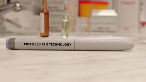 PREFILLED PEN TECHNOLOGY ready-to-use device platform integrating medicine Stock Footage 346729754