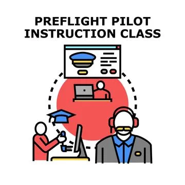 Preflight pilot instruction class preparing aviation students Stock Illustration