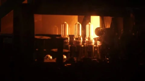 Preform Shape plastic bottle. raw material PET, HDPE Transparent move on Video stock 334587518