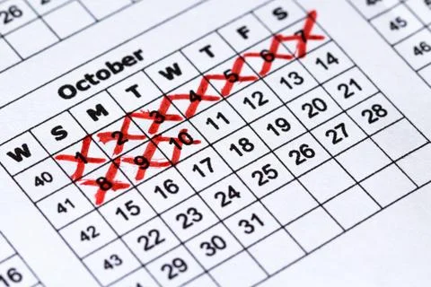 Pregnancy calendar. Macro view precise calendar Stock Photos
