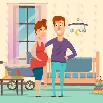 Pregnancy Cartoon Composition Stock Illustration