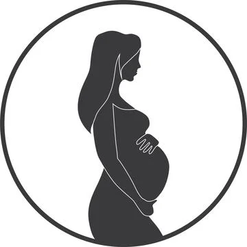 Pregnancy flat  icon. Vector outline illustration of pregnant woman. Stock Illustration