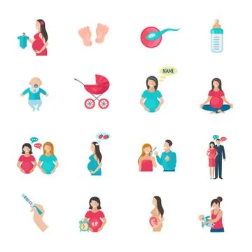 Pregnancy Icons Flat Illustration