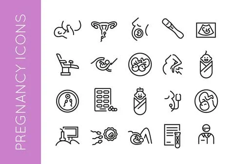 Pregnancy Icons Set Stock Illustration