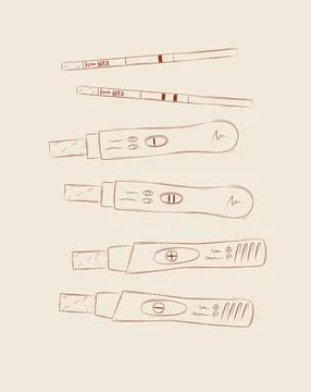 Pregnancy or ovulation tests composition beige Stock Illustration