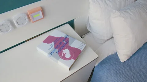 Pregnancy Reference Book on Dresser in Maternity Hospital Ward Stock Footage 313881037