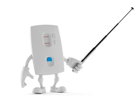 Pregnancy test character aiming with pointer stick Stock Illustration