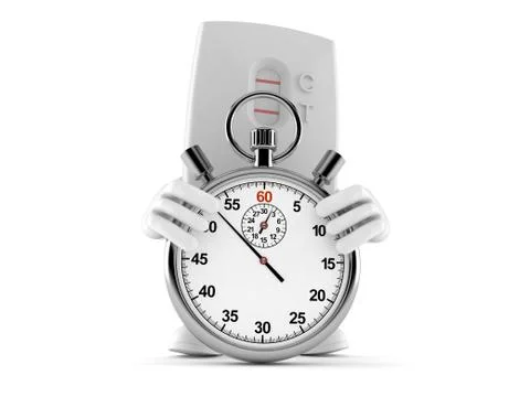 Pregnancy test character with stopwatch Illustrazione stock