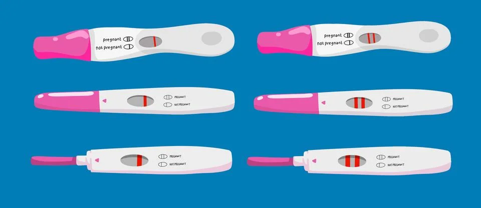Pregnancy Test Collection in Flat Style for Health and Maternity Concepts Stock Illustration