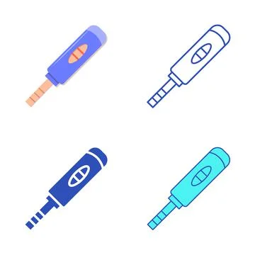 Pregnancy test icon set in flat and line style Stock Illustration