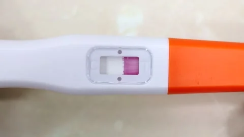Pregnancy test with negative one line result in bathroom process Stock Footage 274438983