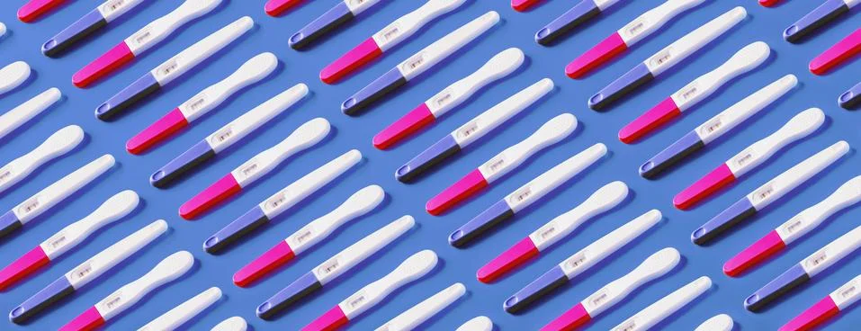 Pregnancy tests pattern panoramic Foto stock