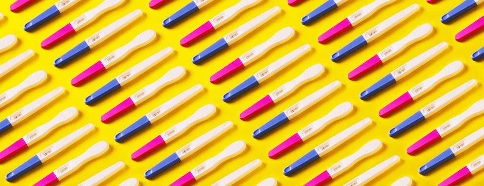 Pregnancy tests pattern panoramic Stock Photos