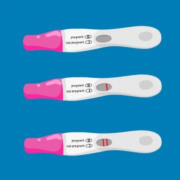 Pregnancy Tests with Positive and Negative Results Stock Illustration