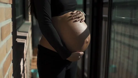 Pregnant Belly Stock Footage 120837819