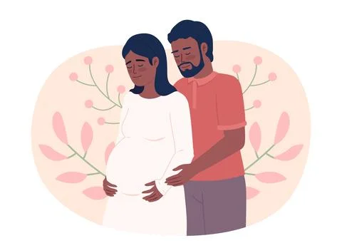 Pregnant couple flat concept vector spot illustration Ilustração Stock