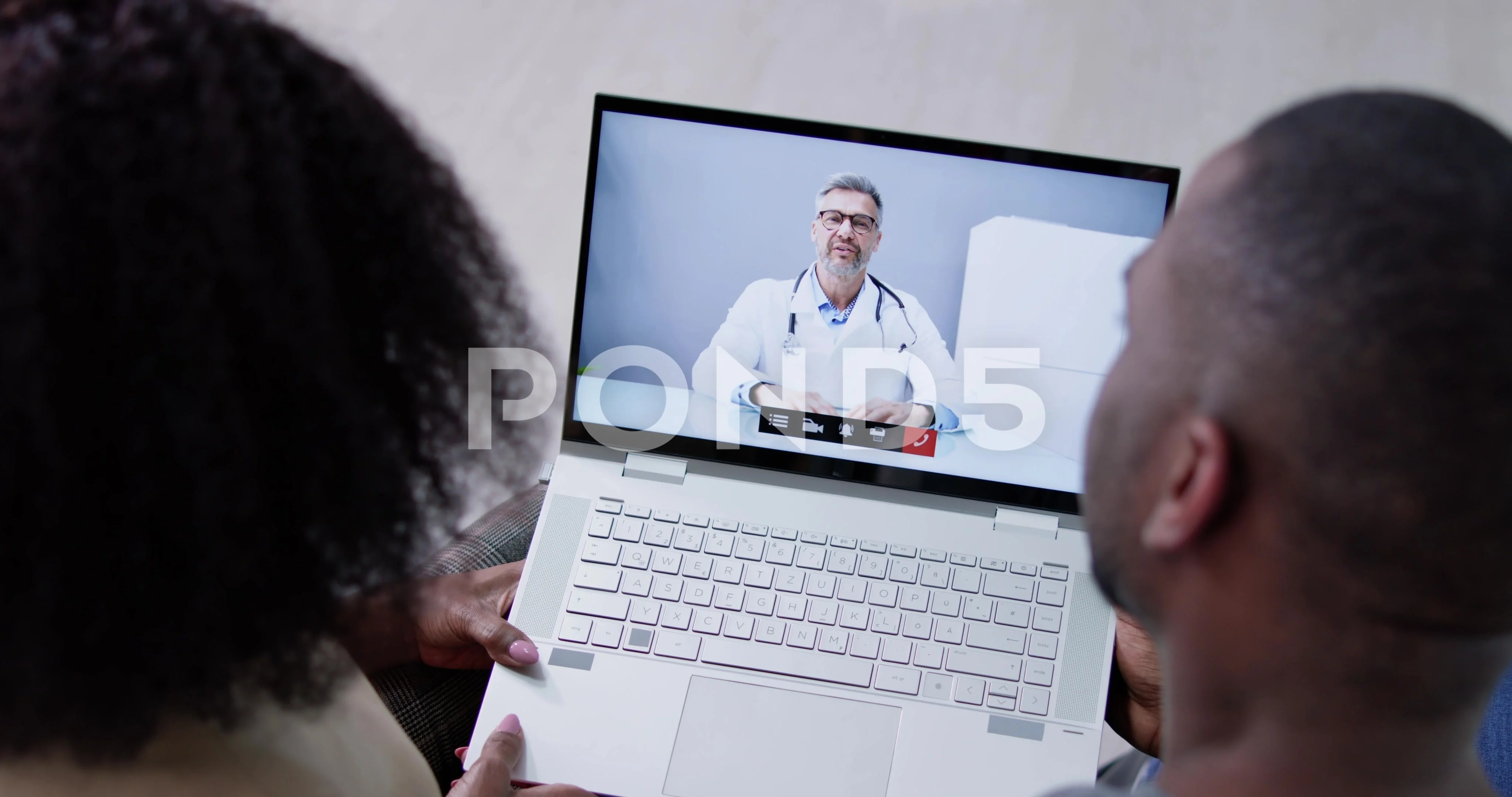 Pregnant Couple In Online Video Conference Call