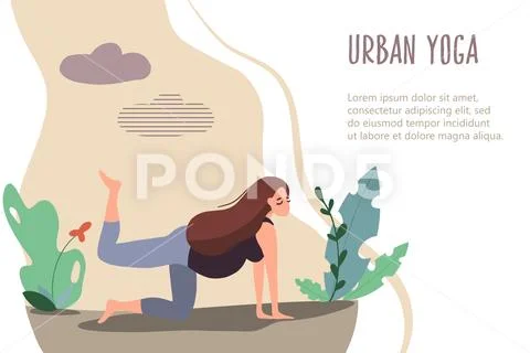 Pregnant woman doing yoga in nature Stock Illustration