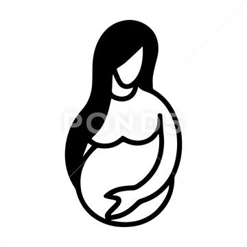 Pregnant Woman Logo Black Outline Vector, Maternity Logo Icon: Royalty ...