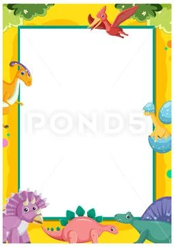 Prehistoric Animals: Many Dinosaurs Border Frame Template ~ Clip Art ...